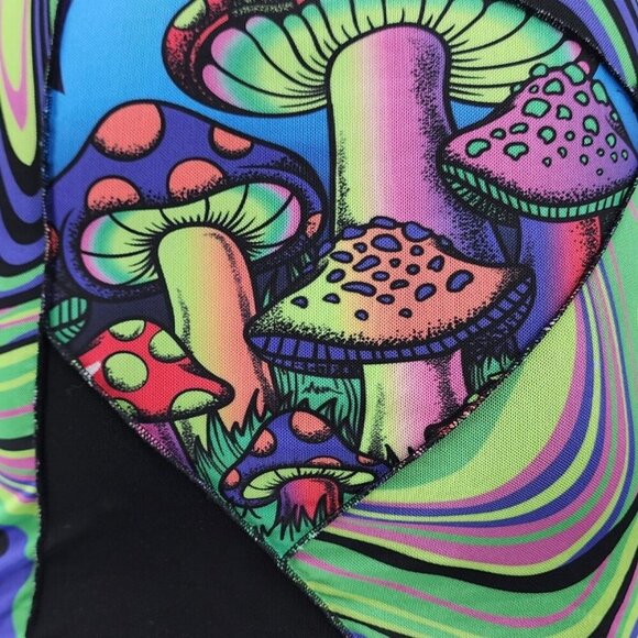 Psychedelic Mushroom Print Bodycon Dress By Current Mood XS - Picture 5 of 11